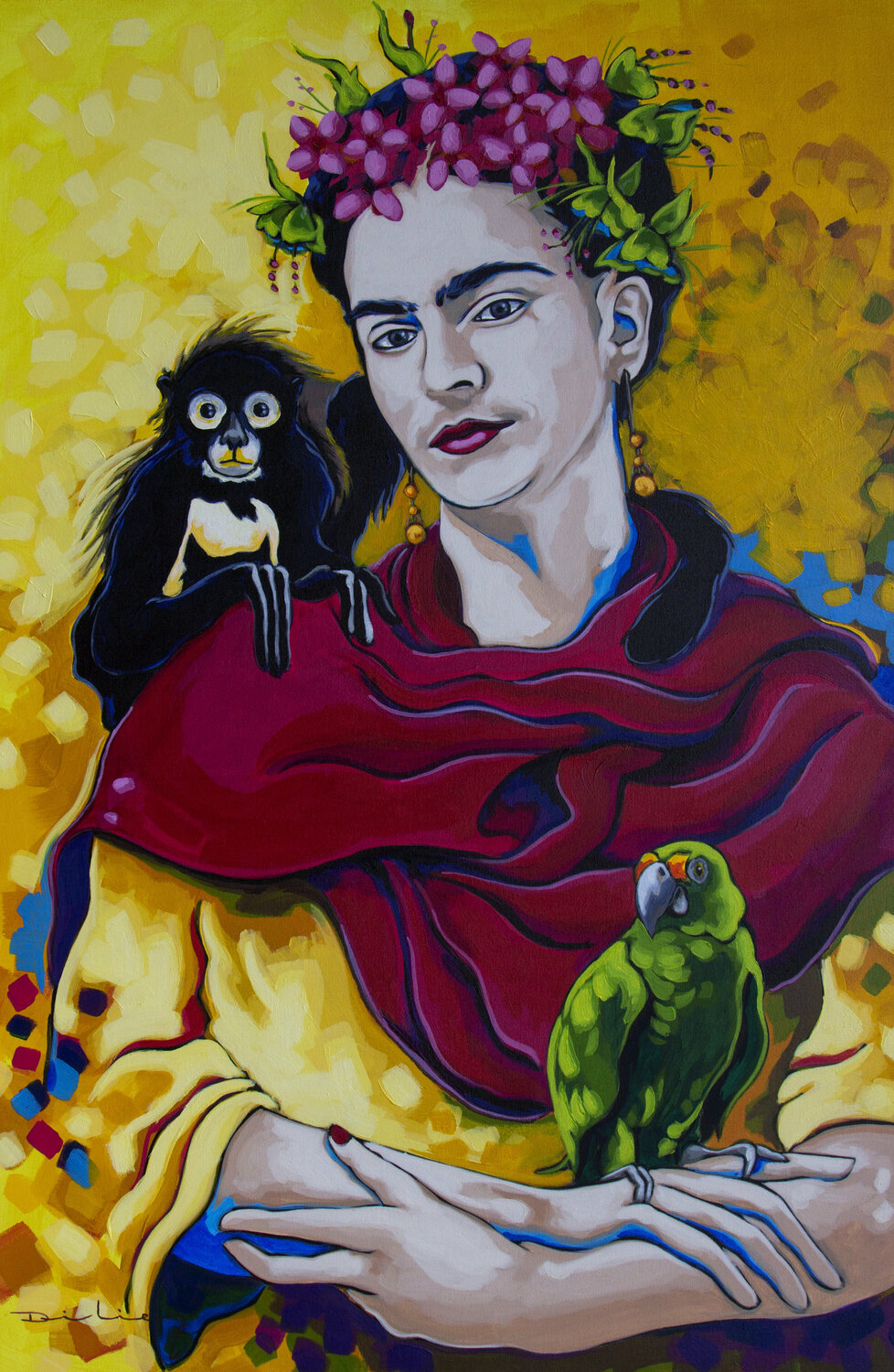 Frida con changuito y perico Didier Franco