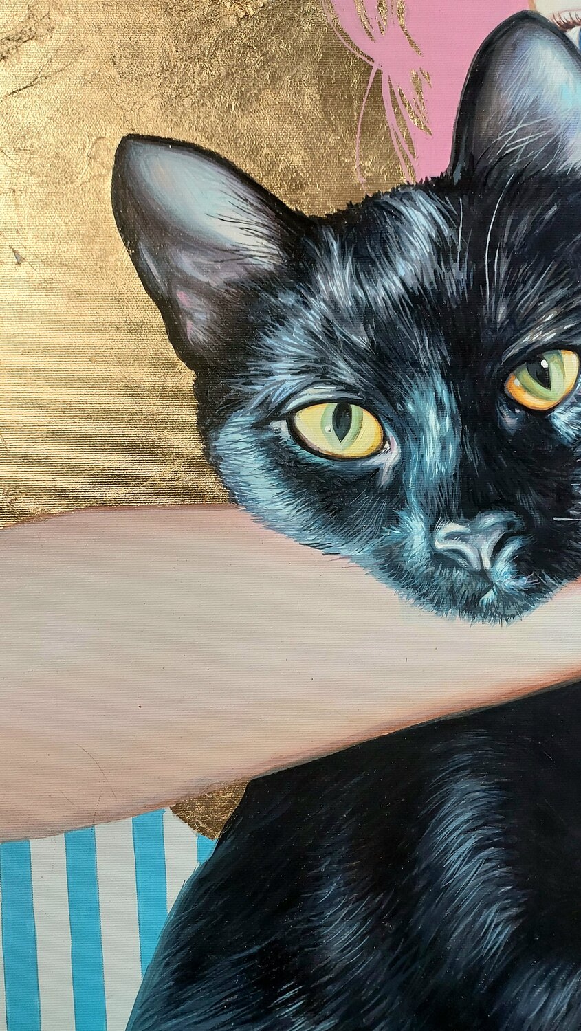 Black happiness, big painting finurative acrylic on canvas art