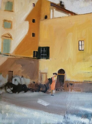 Lone tourist in Florence by Rosemary Burn, Painting for Sale on Singulart