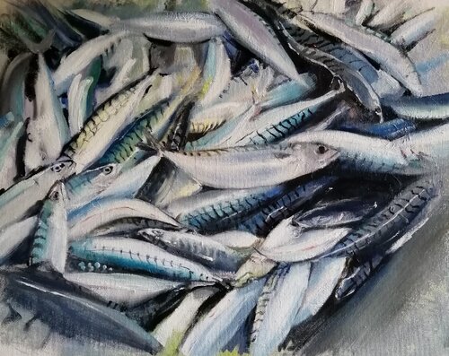 Mackerel catch by Rosemary Burn, Painting for Sale on Singulart