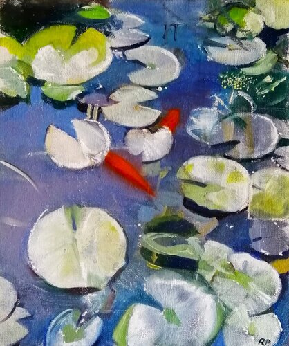 Waterlilies and goldfish von Rosemary Burn, Malerei kaufen auf Singulart