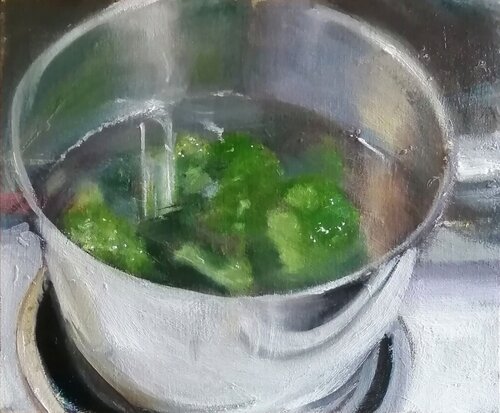 Hot broccoli par Rosemary Burn, Peinture en vente sur Singulart