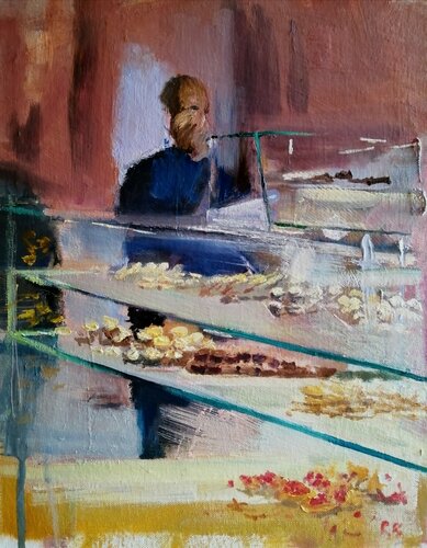 Girl in a cake shop von Rosemary Burn, Malerei kaufen auf Singulart