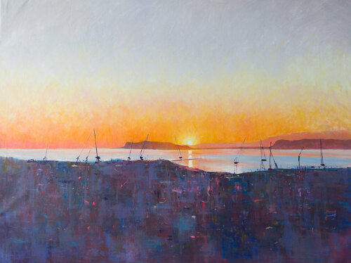 Harbour, first lights van Luca Raimondi, Schilderij te koop op Singulart