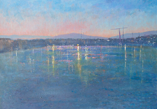 Harbour, evening van Luca Raimondi, Schilderij te koop op Singulart