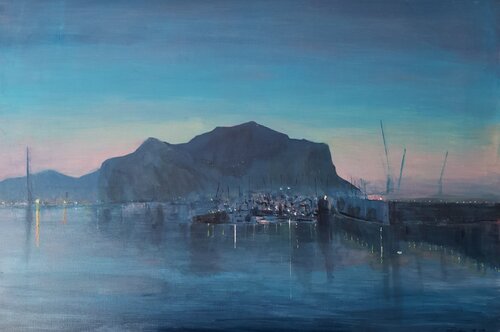 monte pellegrino# evening di Luca Raimondi, Pittura in vendita su Singulart