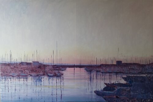 last light, harbour van Luca Raimondi, Schilderij te koop op Singulart
