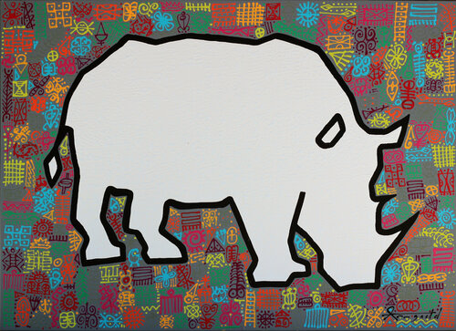 Mighty African Rhino van Ann Gadd, Schilderij te koop op Singulart