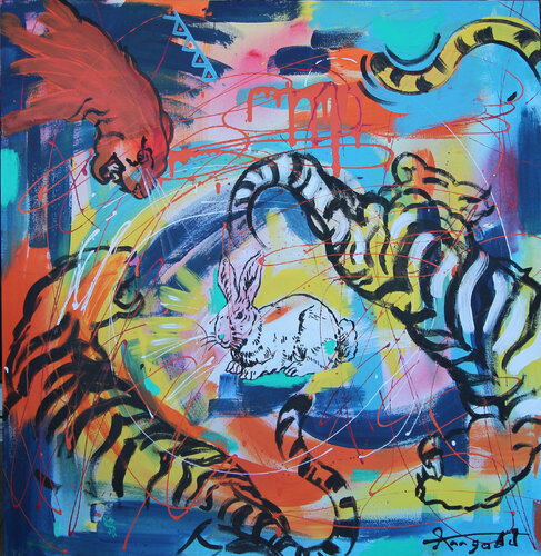 Safe in a World of Tigers de Ann Gadd, Pintura a la venta en Singulart