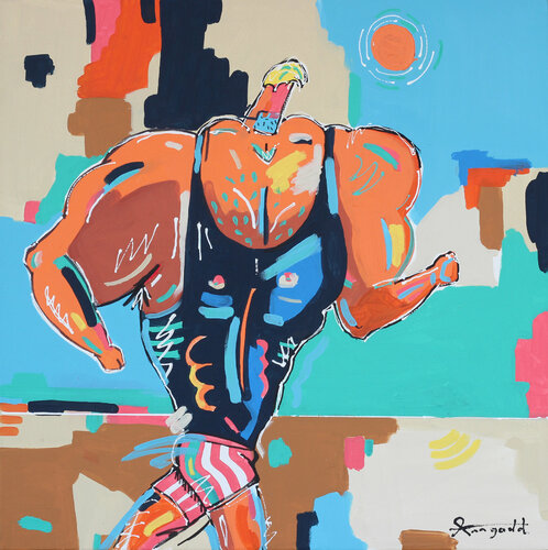 Beefcake Boy's Blues Beat di Ann Gadd, Pittura in vendita su Singulart
