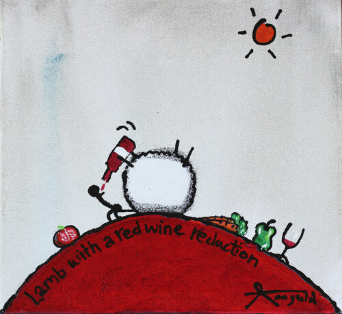 Lamb with a red wine reduction von Ann Gadd, Malerei kaufen auf Singulart