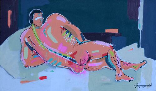 Male Nude after Modigliani by Ann Gadd, Painting for Sale on Singulart