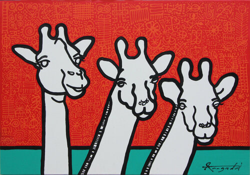 Smiling Giraffes in Africa van Ann Gadd, Schilderij te koop op Singulart