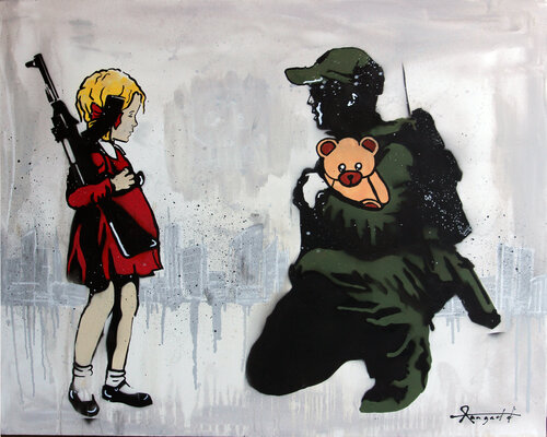 For the Love of War - Dystopia revisited di Ann Gadd, Pittura in vendita su Singulart