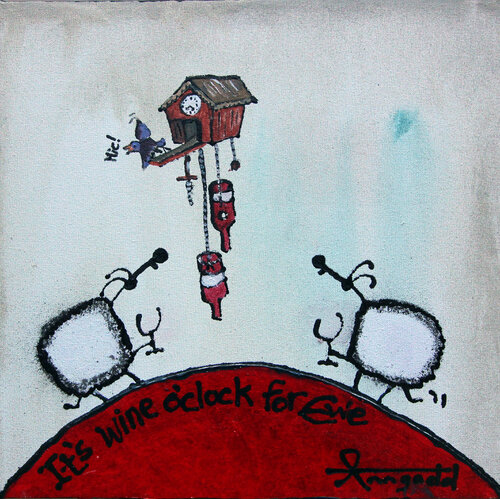 It's Wine o'clock for Ewe von Ann Gadd, Malerei kaufen auf Singulart