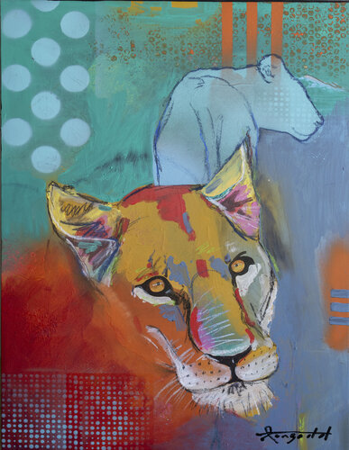 The Lioness in Me van Ann Gadd, Schilderij te koop op Singulart