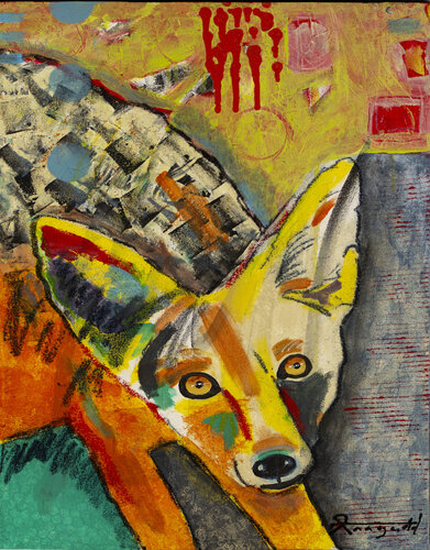 Black-backed Kgalagadi Jackal van Ann Gadd, Schilderij te koop op Singulart