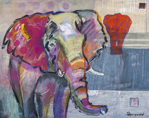 An Elephant in My Room van Ann Gadd, Schilderij te koop op Singulart