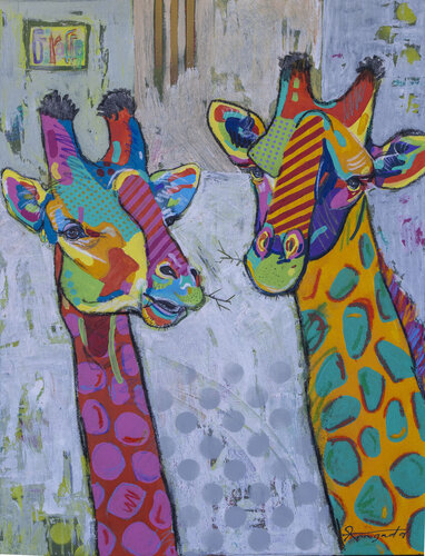 Long Lunch (Giraffe) by Ann Gadd, Painting for Sale on Singulart