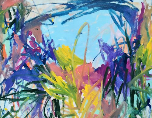 Un coin de ciel bleu van Emily Starck, Schilderij te koop op Singulart