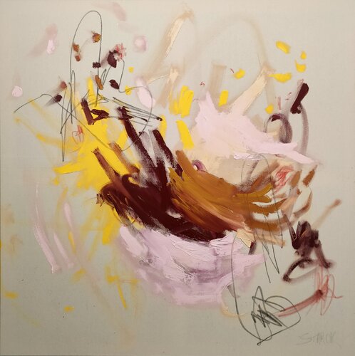 Yellow strokes van Emily Starck, Schilderij te koop op Singulart