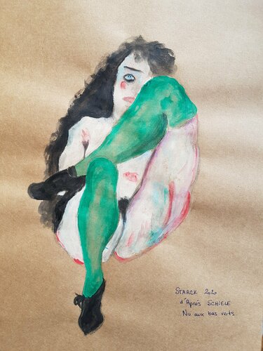 Étude Schiele par Emily Starck, Œuvre sur papier en vente sur Singulart