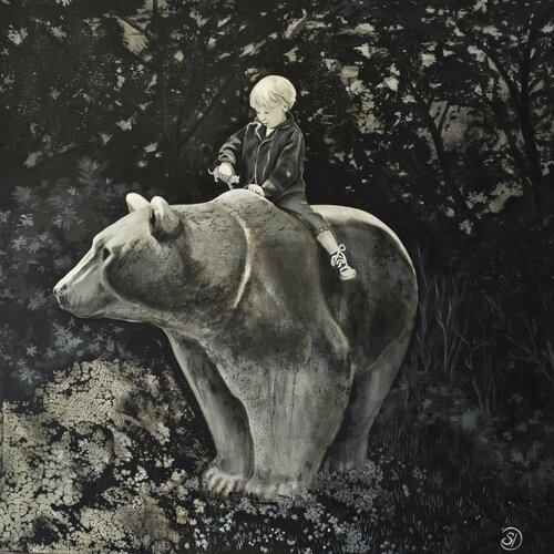 Un Loup, un tigre et un ours van Sabine Ducarn, Schilderij te koop op Singulart