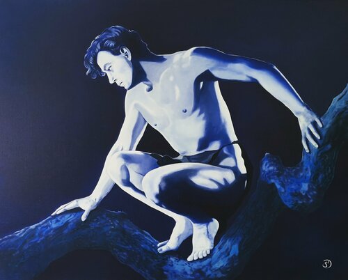 Tarzan . Johnny Weismuller van Sabine Ducarn, Schilderij te koop op Singulart