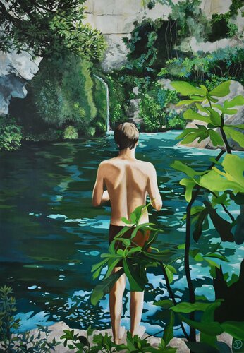 Avant le plongeon (Before the dive) van Sabine Ducarn, Schilderij te koop op Singulart