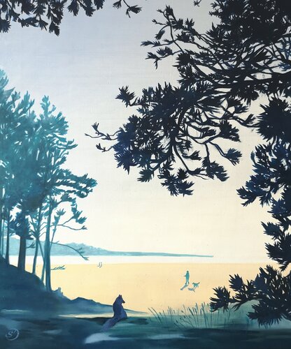Promenade sur la plage by Sabine Ducarn, Painting for Sale on Singulart