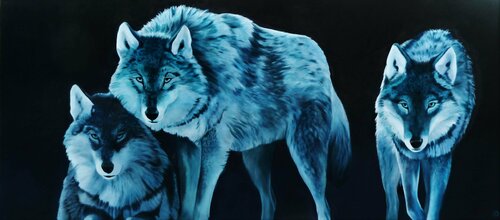 Raksha, Akela et Père Loup von Sabine Ducarn, Malerei kaufen auf Singulart