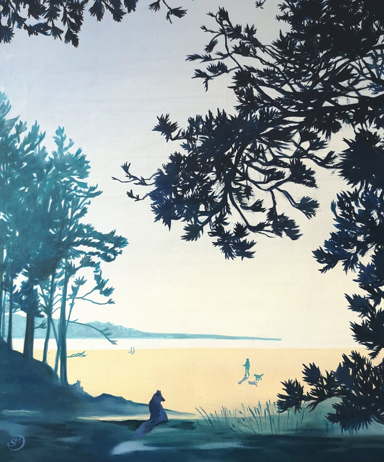 Promenade sur la plage Sabine Ducarn Original painting for sale