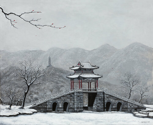 Beautiful Snow on the Western Mountains di Jia Yuan Hua, Pittura in vendita su Singulart