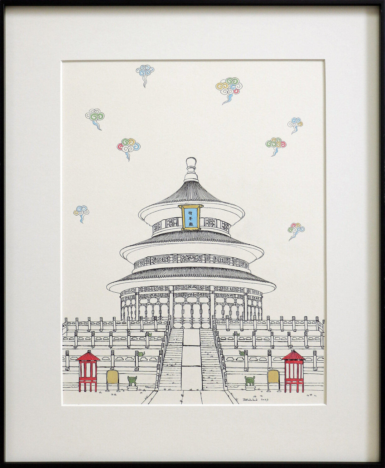 modern and contemporary - black and white - Beijing buildings - Temple of  Heaven No.4 ( Original ) de Jia Yuan Hua (2023) : Peinture Acrylique, Encre  sur Carton - Singulart, image size:1235x1500