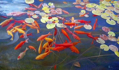 "Chinese Goldfish" par Grigor Velev, Peinture en vente sur Singulart