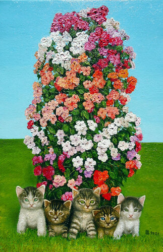 "Kittens" par Grigor Velev, Peinture en vente sur Singulart