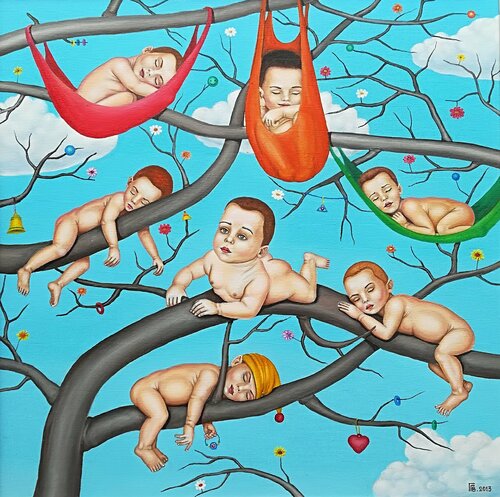 "Newborn Thoughts" van Grigor Velev, Schilderij te koop op Singulart