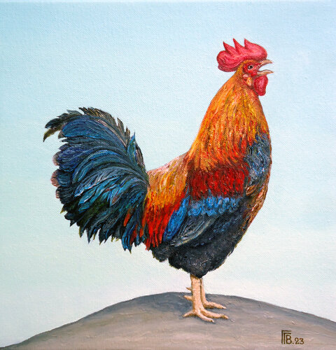 "Cochin Rooster" van Grigor Velev, Schilderij te koop op Singulart