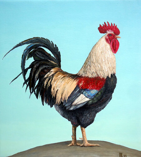 "Faverolle Rooster" van Grigor Velev, Schilderij te koop op Singulart
