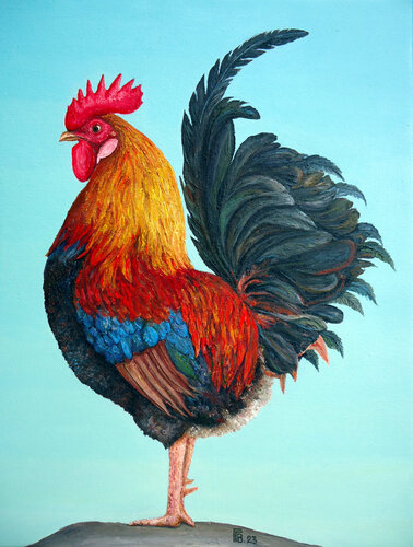 "Welsummer Rooster" de Grigor Velev, Pintura a la venta en Singulart