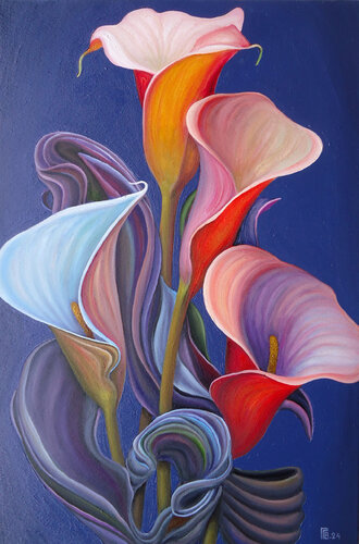 "Calla Lilies Requiem" van Grigor Velev, Schilderij te koop op Singulart