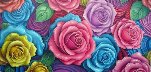 "Floral Fiesta" van Grigor Velev, Schilderij te koop op Singulart