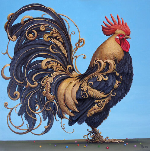 "Rooster Marvel" van Grigor Velev, Schilderij te koop op Singulart