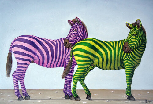 "Chromatic Companions" van Grigor Velev, Schilderij te koop op Singulart