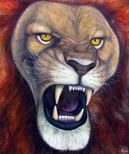 "Roaring Lion" van Grigor Velev, Schilderij te koop op Singulart