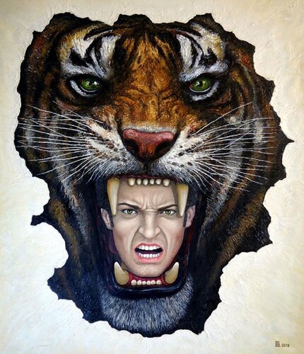 "Howling Tiger" de Grigor Velev, Pintura a la venta en Singulart