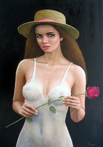 "The Red Rose" di Grigor Velev, Pittura in vendita su Singulart