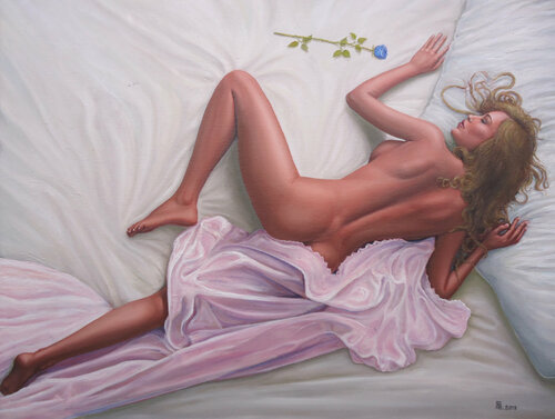 "The Blue Rose" par Grigor Velev, Peinture en vente sur Singulart