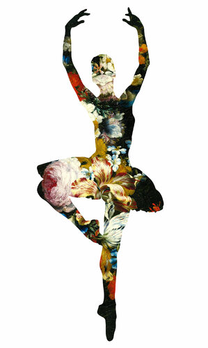 EN DEDANS PIROUETTE AVEC DES FLEURS (WHITE) by Agent X, Digital for Sale on Singulart