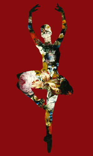EN DEDANS PIROUETTE AVEC DES FLEURS (Red) by Agent X, Digital for Sale on Singulart